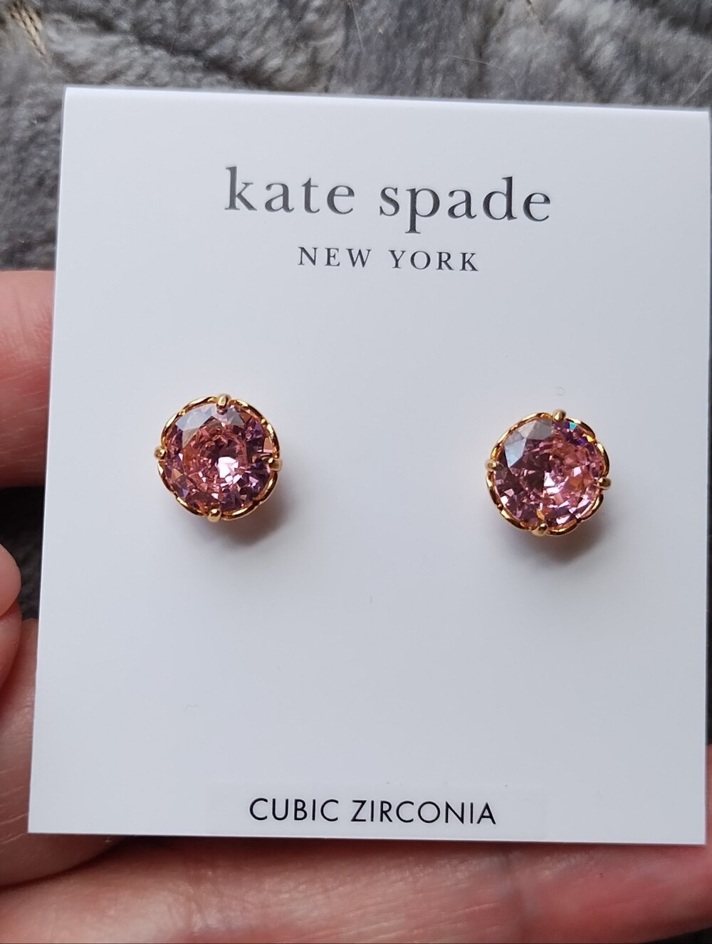 kate spade rose gold and pink crystal stud earrings